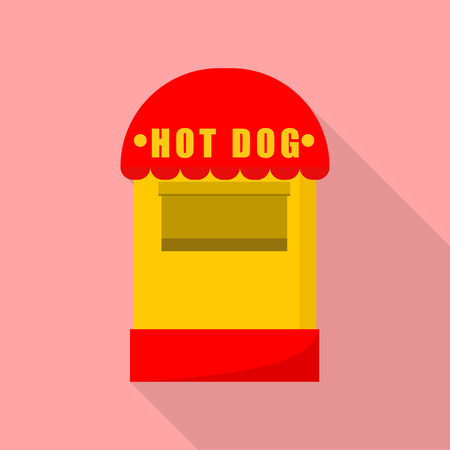 Hot dog small shop icon, flat styleのイラスト素材