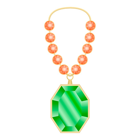 Peridot necklace mockup, realistic styleのイラスト素材