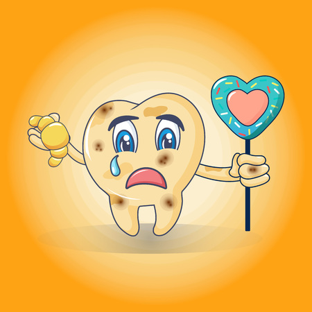 Sick candy tooth concept banner, cartoon styleのイラスト素材