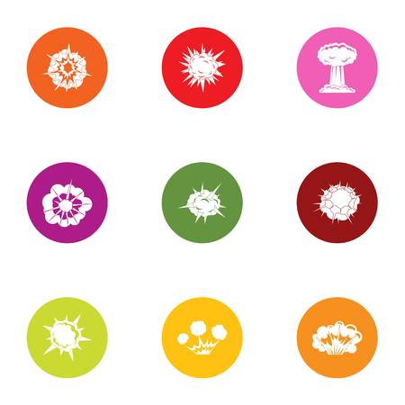 Blast wave icons set. Flat set of 9 blast wave vector icons for web isolated on white backgroundのイラスト素材