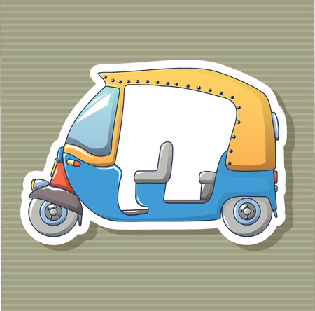 Tuk tuk sticker icon. Cartoon of tuk tuk sticker vector icon for web design isolated on white backgroundのイラスト素材