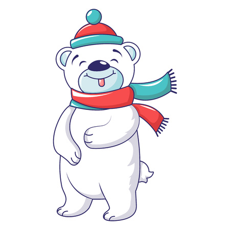 Cute bear with winter clothes icon. Cartoon of cute bear with winter clothes vector icon for web design isolated on white backgroundのイラスト素材
