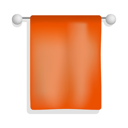 Towel in bathroom mockup. Realistic illustration of towel in bathroom vector mockup for web design isolated on white backgroundのイラスト素材