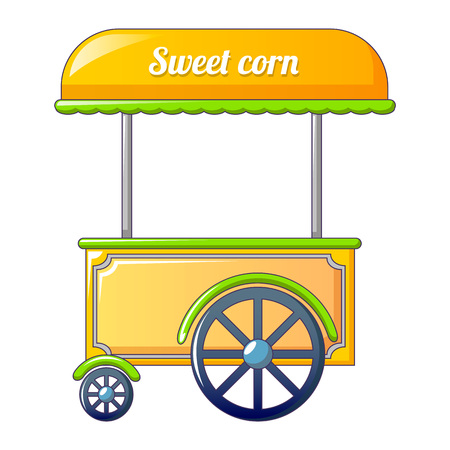 Sweet corn street shop icon. Cartoon of sweet corn street shop vector icon for web design isolated on white backgroundのイラスト素材