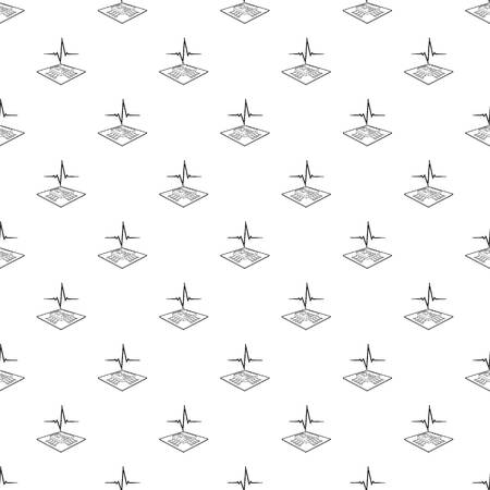 CPU with a heart beat icon in outline style on a white backgroundのイラスト素材