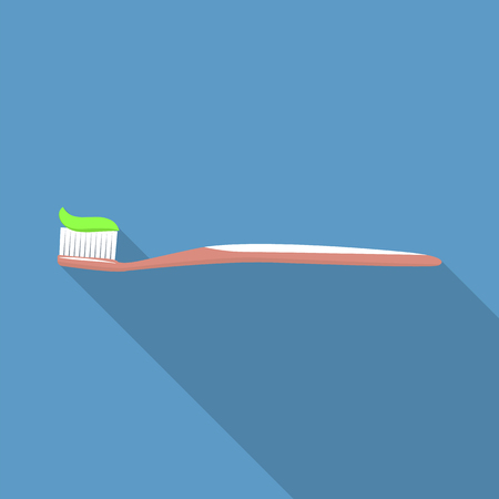 Toothbrush with paste icon. Flat illustration of toothbrush with paste vector icon for web designのイラスト素材