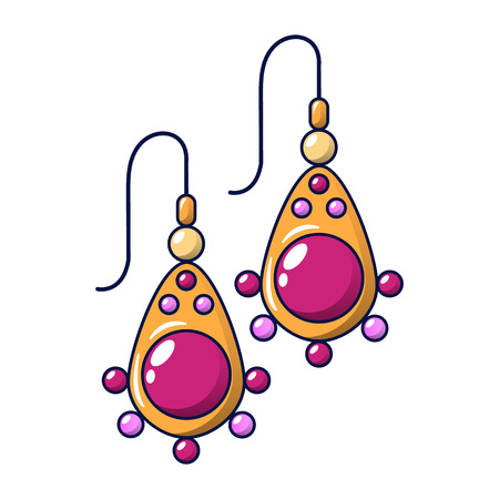 Ruby earrings icon. Cartoon of ruby earrings vector icon for web design isolated on white backgroundのイラスト素材
