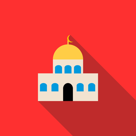Mosque icon in flat style on a red backgroundの写真素材