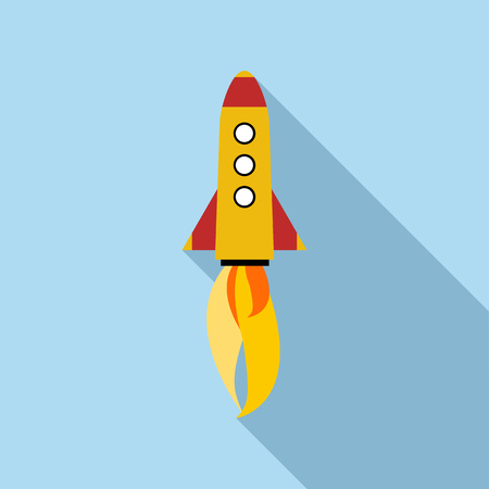 Rocket icon in flat style with long shadow. Space symbolの写真素材