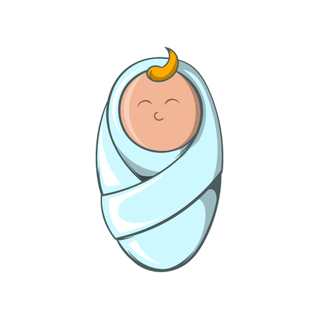Newborn baby icon in cartoon style on a white backgroundの写真素材