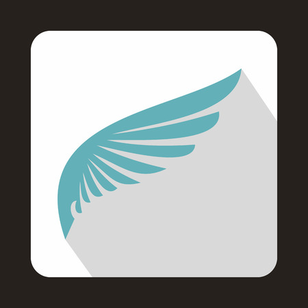 Baby blue wing icon in flat style on a white backgroundの写真素材