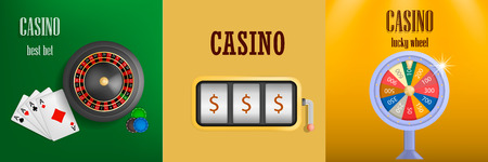 Roulette wheel game banner set, realistic styleのイラスト素材