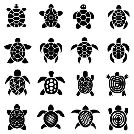 Turtle   top view icons set, simple styleのイラスト素材
