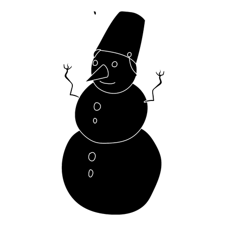 Snowman icon in simple styleの写真素材