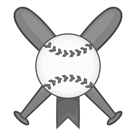 Bats and ball icon, black monochrome styleの写真素材