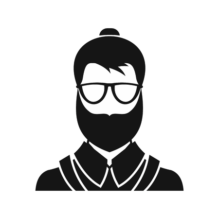 Hipsster man icon in simple style on a white background illustrationの写真素材