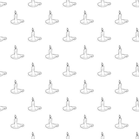 Candle icon in outline style isolated on white background. Illumination symbolのイラスト素材