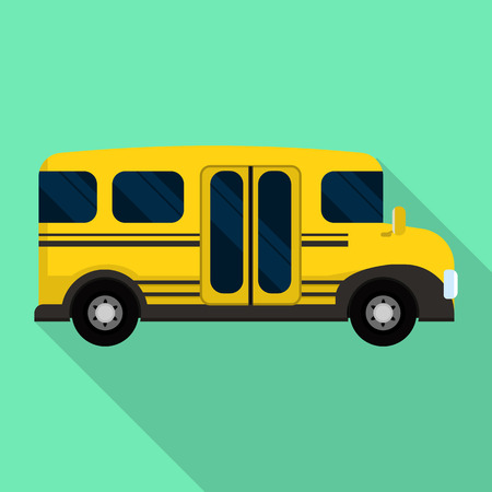 Side of mini school bus icon, flat style