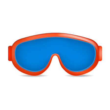 Ski blue color glasses mockup. Realistic illustration of ski blue color glasses vector mockup for web design isolated on white backgroundのイラスト素材
