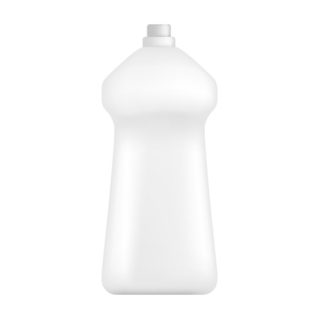 Plastic bottle of wash detergent mockup. Realistic illustration of plastic bottle of wash detergent vector mockup for web design isolated on white backgroundのイラスト素材