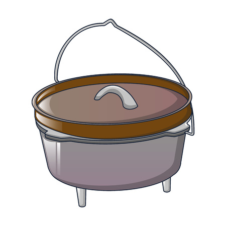 Camp cauldron for cooking icon. Cartoon of camp cauldron for cooking vector icon for web design isolated on white backgroundのイラスト素材