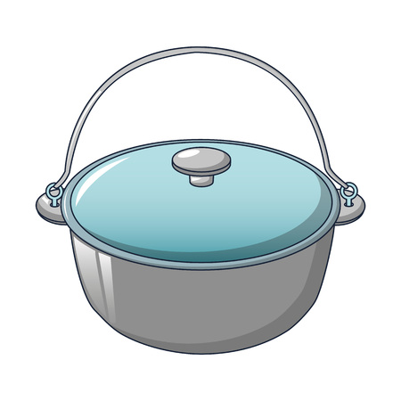 Camping cauldron from metal icon. Cartoon of camping cauldron from metal vector icon for web design isolated on white backgroundのイラスト素材