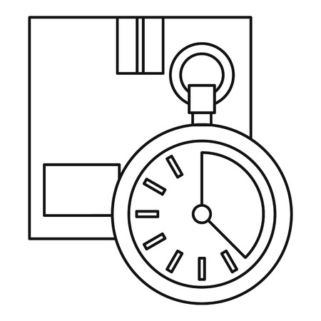 Closed box and stopwatch icon, outline styleの写真素材