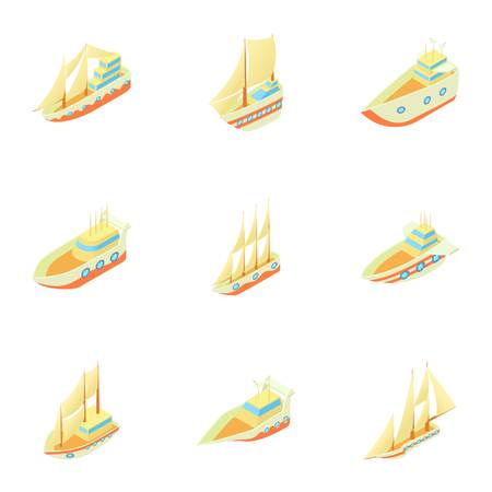 Water transport icons set, cartoon styleの写真素材