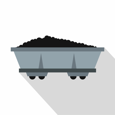 Coal trolley icon, flat styleの写真素材