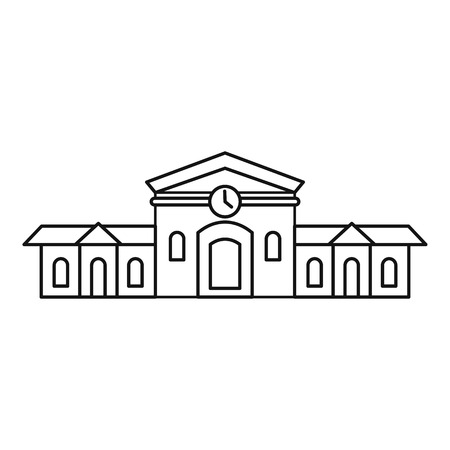 Railway station building icon, outline styleの写真素材