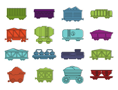 Wagon icon set, color outline styleの写真素材