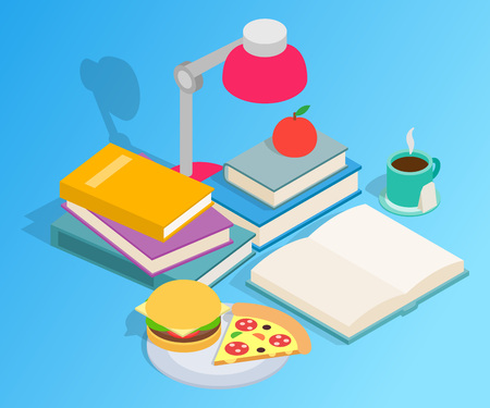 Desktop clip art. Isometric clip art of desktop concept vector icons for web isolated on white backgroundのイラスト素材