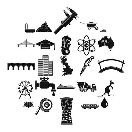 Crossing icons set, simple styleのイラスト素材