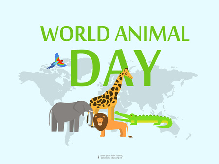 World animal day concept background. Flat illustration of world animal day vector concept background for web designのイラスト素材