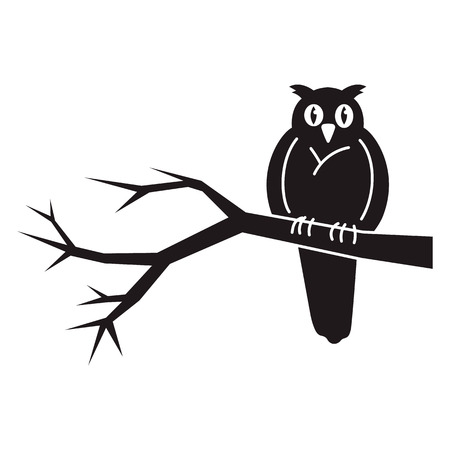 Owl on tree icon. Simple illustration of owl on tree vector icon for web design isolated on white backgroundのイラスト素材