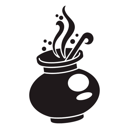 Magic cauldron icon. Simple illustration of magic cauldron vector icon for web design isolated on white backgroundのイラスト素材