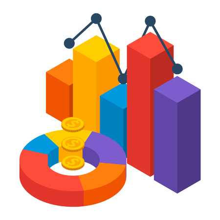 Financial chart icon. Isometric of financial chart vector icon for web design isolated on white backgroundのイラスト素材