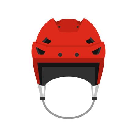 Hockey helmet icon in flat style isolated on white background illustrationの写真素材