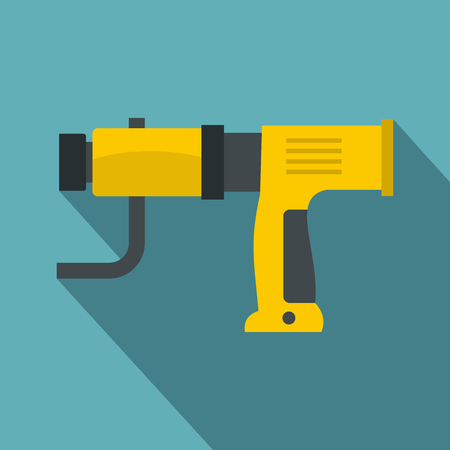 Yellow hand drill icon. Flat illustration of icon for webの写真素材