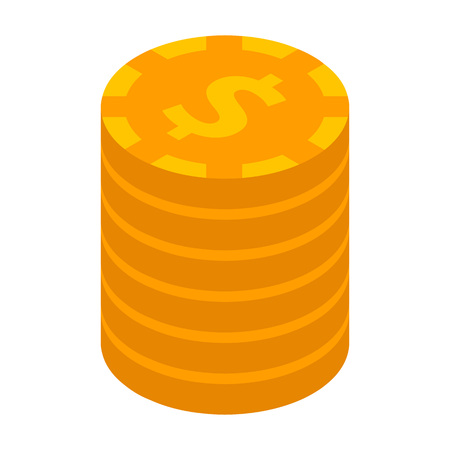 Dollar coin stack icon. Isometric of dollar coin stack vector icon for web design isolated on white backgroundのイラスト素材