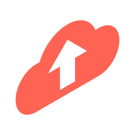 Upload to red cloud icon. Isometric of upload to red cloud vector icon for web design isolated on white backgroundのイラスト素材