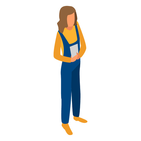 Woman technician construction icon. Isometric of woman technician construction vector icon for web design isolated on white backgroundのイラスト素材