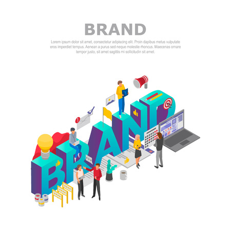 Brand teamwork concept background. Isometric illustration of brand teamwork vector concept background for web designのイラスト素材
