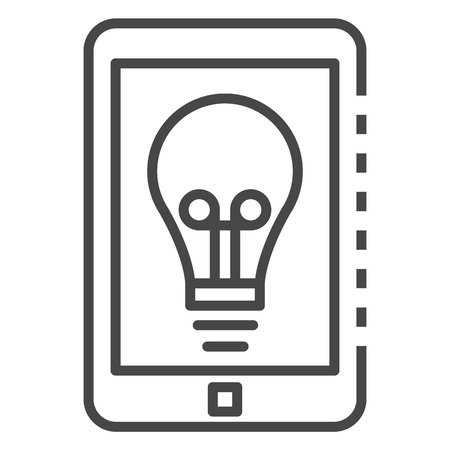 Smartphone bulb icon. Outline smartphone bulb vector icon for web design isolated on white backgroundのイラスト素材