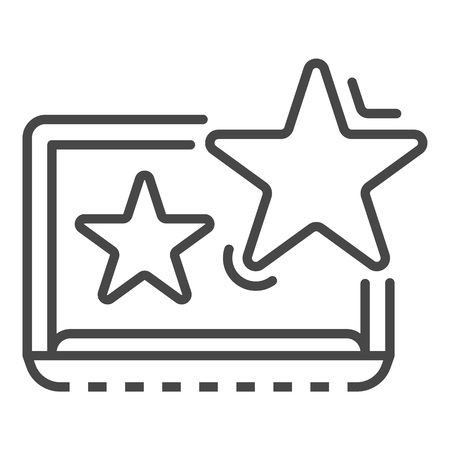 Star on laptop icon. Outline star on laptop vector icon for web design isolated on white backgroundのイラスト素材