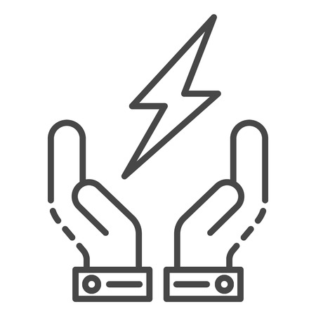 Hand keep energy icon. Outline hand keep energy vector icon for web design isolated on white backgroundのイラスト素材