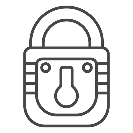 Padlock metal icon. Outline padlock metal vector icon for web design isolated on white backgroundのイラスト素材