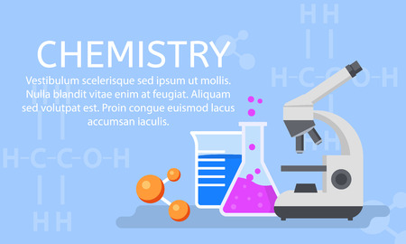 Chemistry lab concept background. Flat illustration of chemistry lab vector concept background for web designのイラスト素材