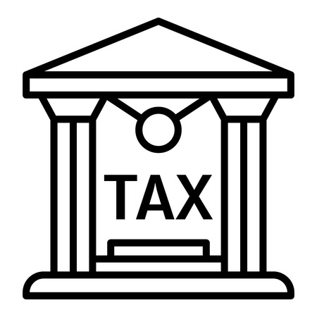 Tax building icon. Outline tax building vector icon for web design isolated on white backgroundのイラスト素材