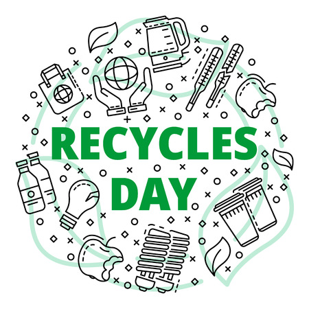 Recycles clean day concept background, outline styleのイラスト素材